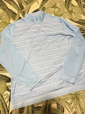 Johnnie-O Chevrolet Light Blue Quarter-Zip Performance Pullover Mens Size XL